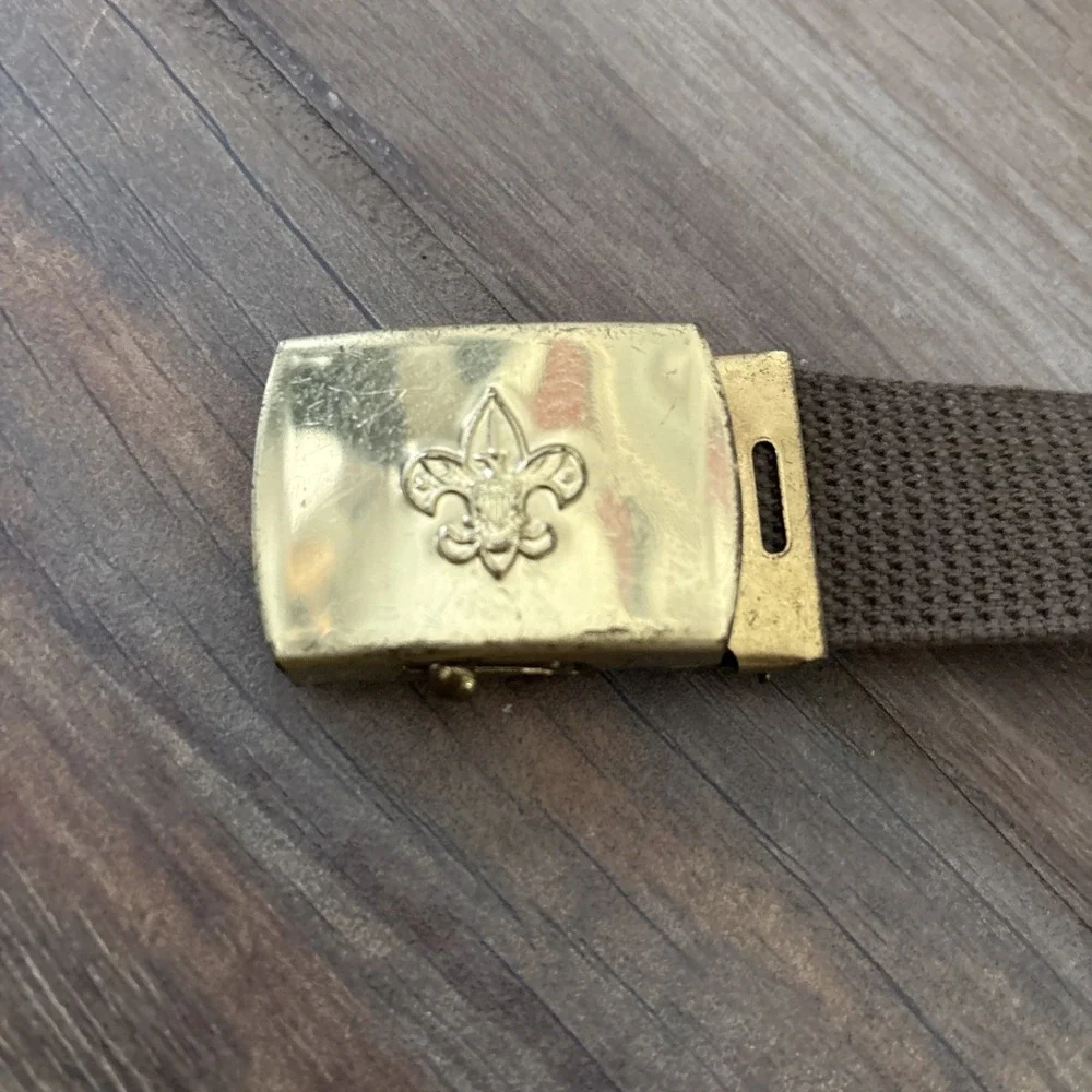 Vintage Boy Scout Belt Memorabilia Uniform Adjustable Cloth Brass Buckle 48 Inch